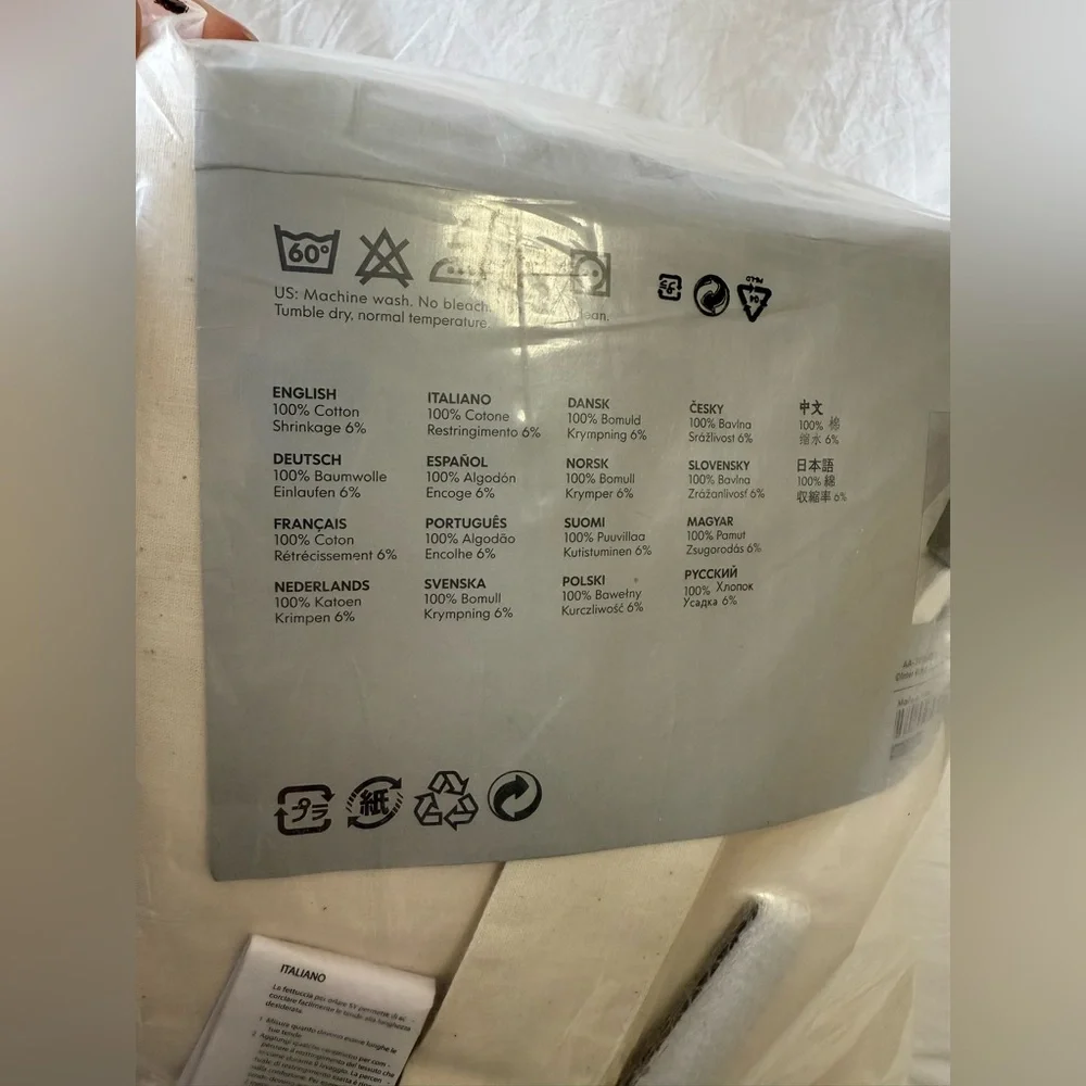 Ikea | Pair Bomull Oatmeal Tab Top Curtains 57” X 98” Tie PullBack NIP Drapes